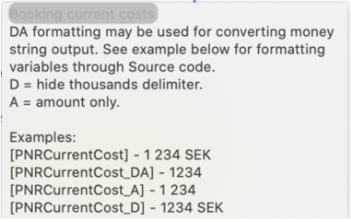 DA formatting